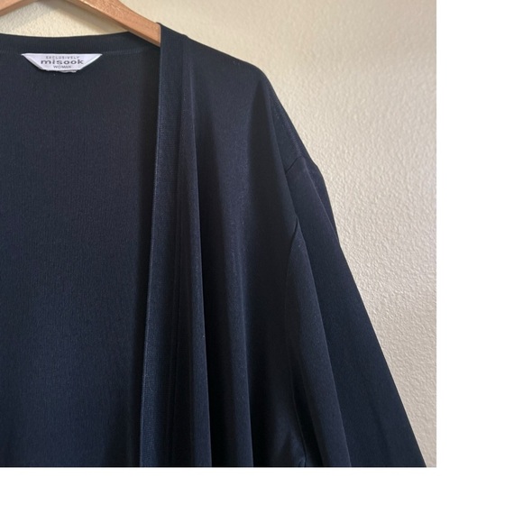 Misook Cardigan Sweater Knit Liquid Black Open Front Minimalist Plus Size 1X - Picture 5 of 14